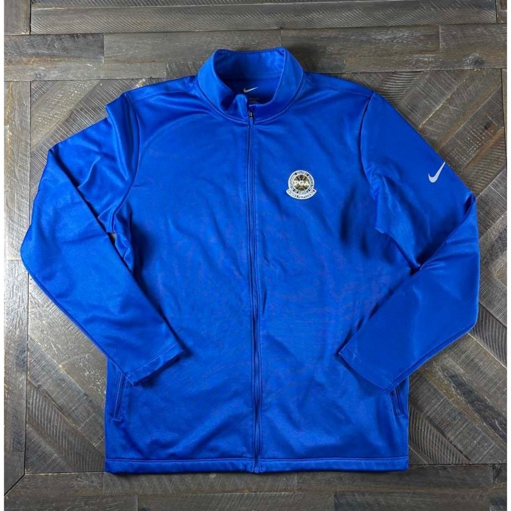 Nike Golf Mens Blue PGA Professional Member Full Zip Jacket Large Mock Neck